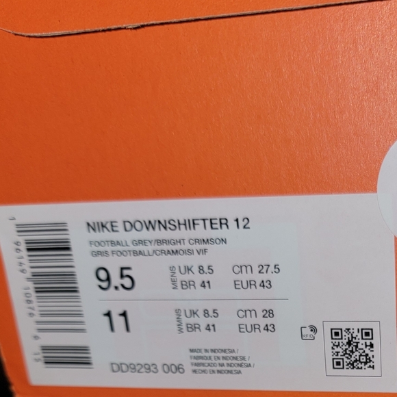 NWT Nike Downshifter 12 Men's Running Shoes Grey Crimson Size 9.5 - Picture 8 of 12